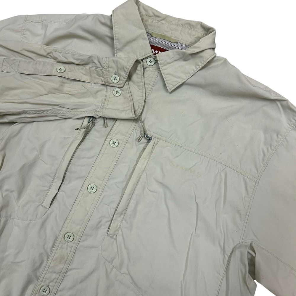 Simms Cor3 Fishing Shirt Mens Medium Vented Outdoor Button Down Gray Long Sleeve